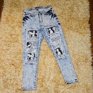 Fashion Nova Acid Washed Patch Jeans